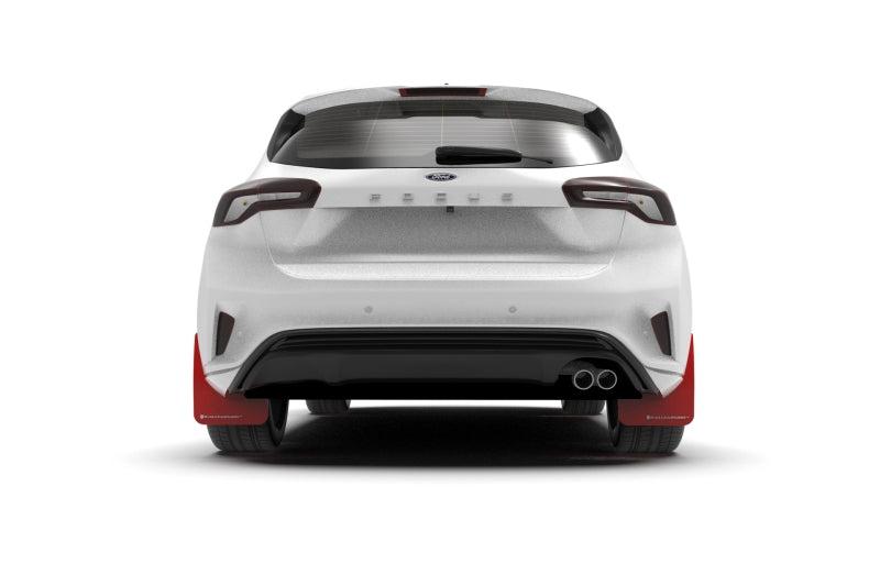 Rally Armor 19-22 Ford Focus ST MK4 (Hatch) Red UR Mud Flap w/ White Logo-thumbmail-2
