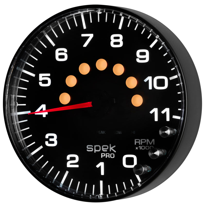 Autometer Spek-Pro Gauge Tachometer 5in 11K Rpm W/Shift Light & Peak Mem Black/Black-thumbmail-6
