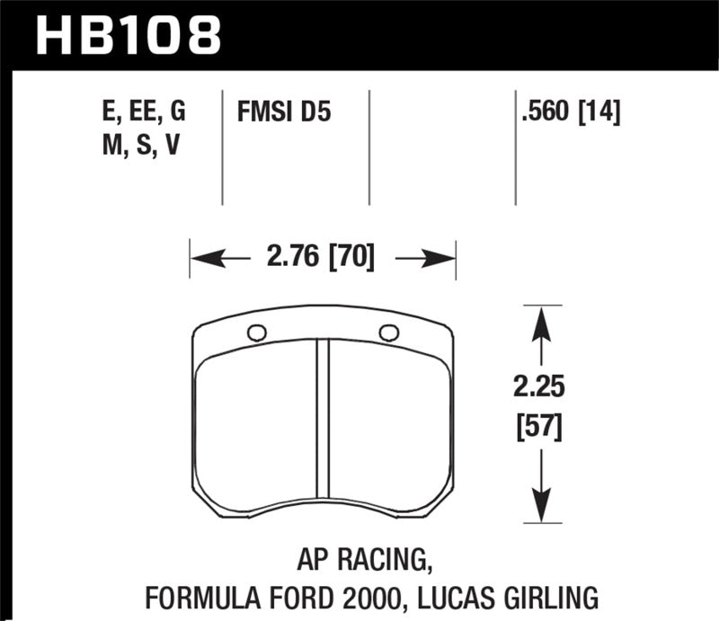 Hawk AP Racing/FF 2000 14mm DTC-60 Rear Race Brake Pads-thumbmail-3
