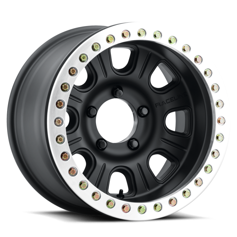 Raceline RT231 Monster 17x9.5in/8x165.1 BP/-32mm Offset/130.81mm Bore BLK & MACH Ring Beadlock Wheel-thumbmail-1