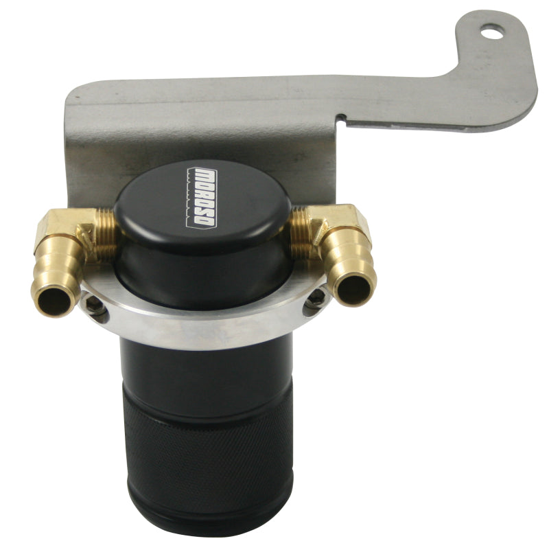 Moroso 11-14 Ford Mustang GT (w/Roush Supercharger) Air/Oil Separator Catch Can - Billet Alum -Black-thumbmail-1