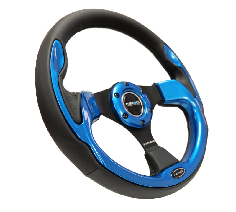 NRG Reinforced Steering Wheel (320mm) Blk w/Blue Trim-thumbmail-5