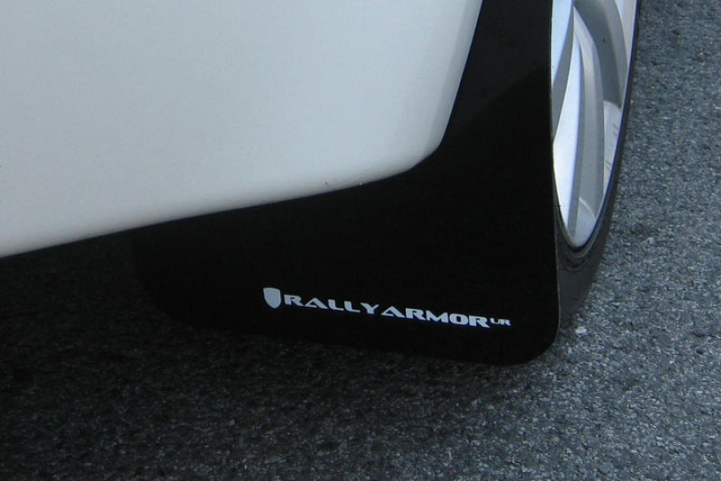 Rally Armor 08-17 Mitsubishi EVO X Black UR Mud Flap w/ White Logo-thumbmail-2