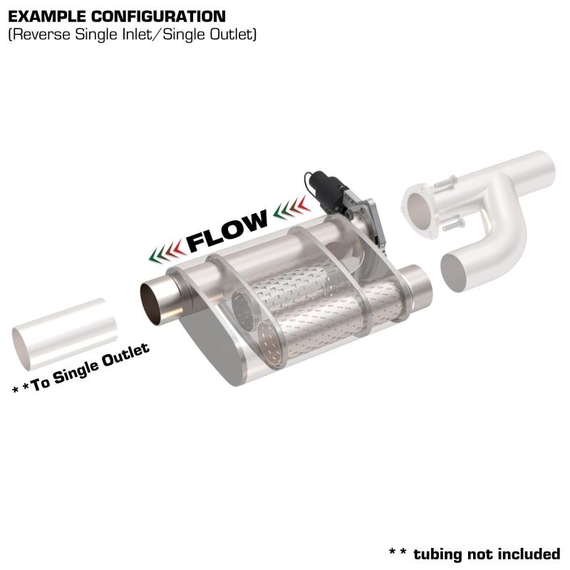 QTP 3in Weld-On 304SS Reverse Screamer Muffler w/Bolt-On QTEC Electric Cutout-thumbmail-3