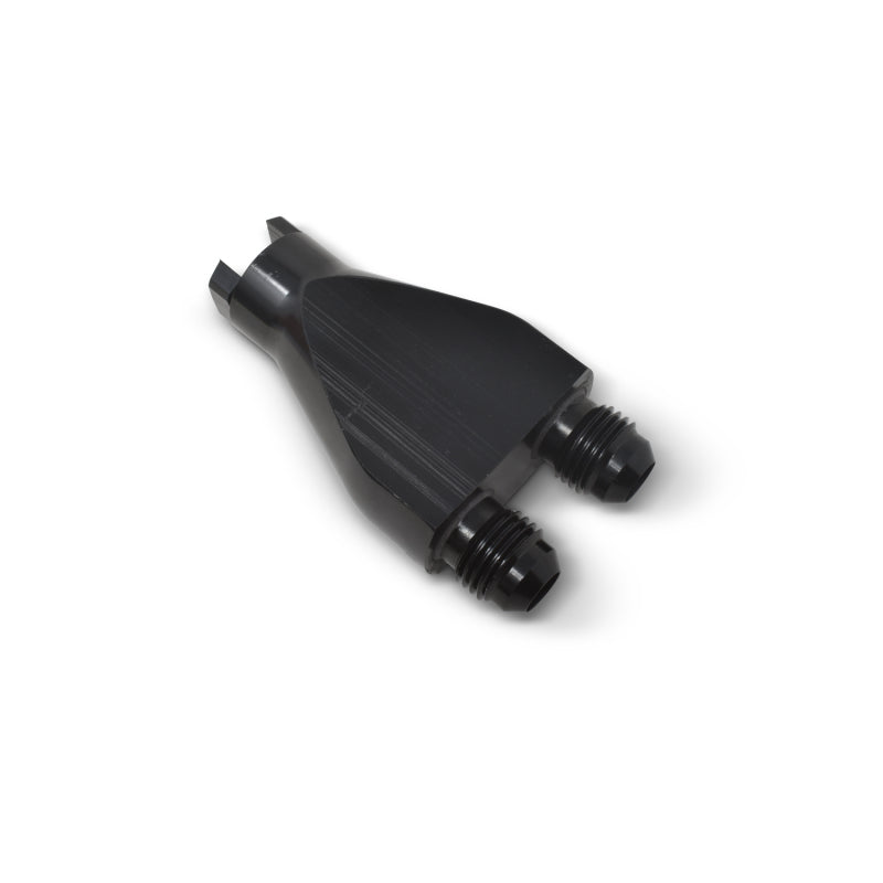 Russell Performance Billet Y-Block Adapter 3/8in SAE Qick Disconnect (2) -6AN Male Flare Black-thumbmail-7