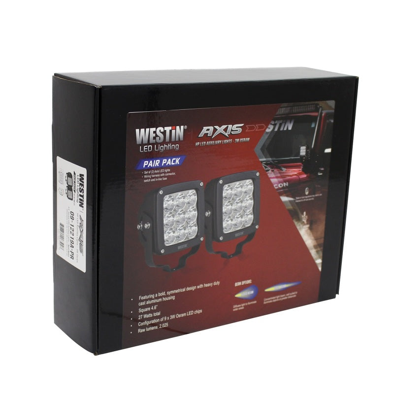 Westin Axis LED Auxiliary Light 4.5 inch x 4.5 inch Square Spot w/3W Osram (Set of 2) - Black-thumbmail-7