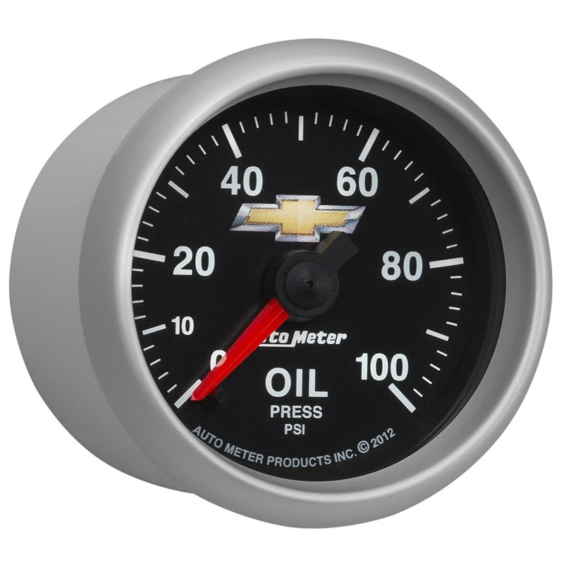 AutoMeter Gauge Oil Press 2-1/16in. 100PSI Digital Stepper Motor Chevy Gold Bowtie-thumbmail-5