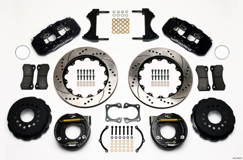 Wilwood AERO4 Rear P-Brake Kit 14.00in Drilled 58-64 Olds/Pontiac Ends 2.81in Offset-thumbmail-1