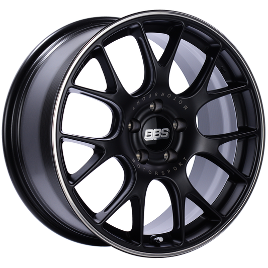 BBS CH-R 18x8.5 5x112 ET38 Satin Black Polished Rim Protector Wheel -82mm PFS/Clip Required
