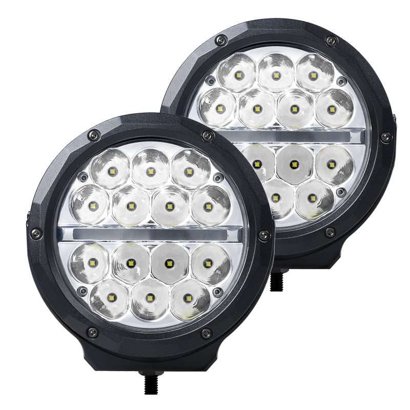 Go Rhino Xplor Bright Series Round LED Driving Light Kit w/DRL (Surface Mount) 6in - Blk (2 pc)-thumbmail-1