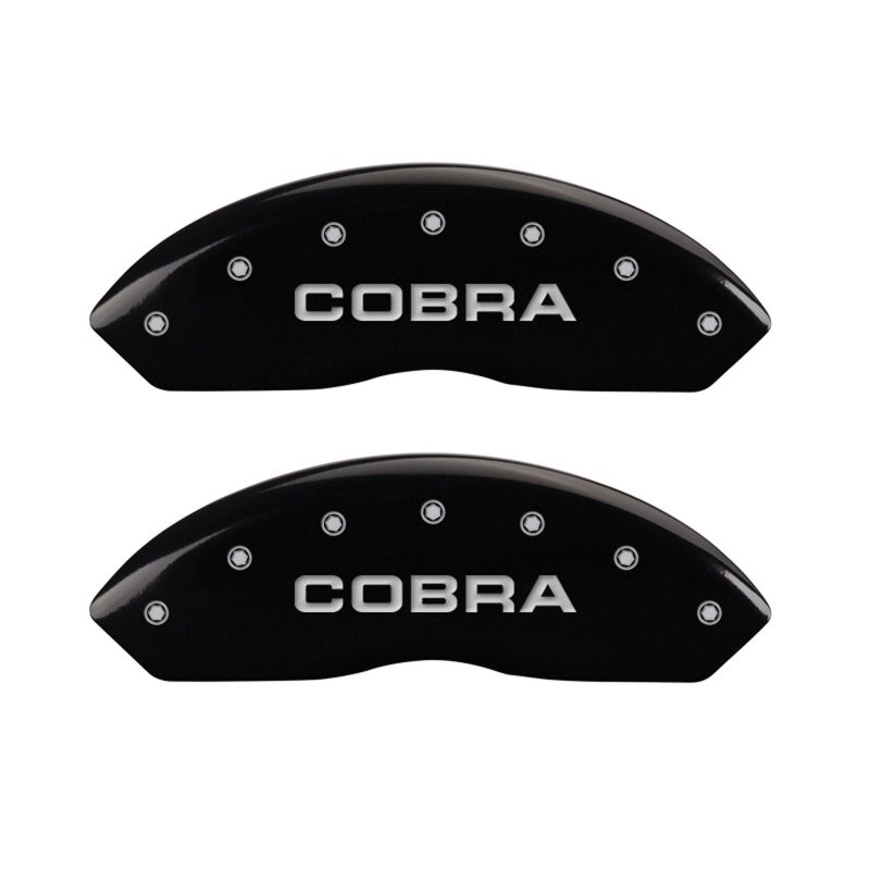 MGP 4 Caliper Covers Engraved Front Cobra Engraved Rear Snake Black finish silver ch-thumbmail-3