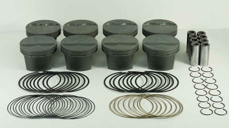 Mahle MS Piston Set SBC 310ci 3.766in Bore 3.480in Stroke 5.7in Rod 0.927 Pin -3cc 9.5 CR Set of 8-thumbmail-3