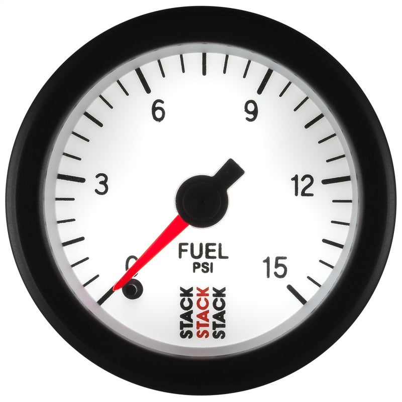 Autometer Stack 52mm 0-15 PSI 1/8in NPTF Male Pro Stepper Motor Fuel Pressure Gauge - White-thumbmail-6