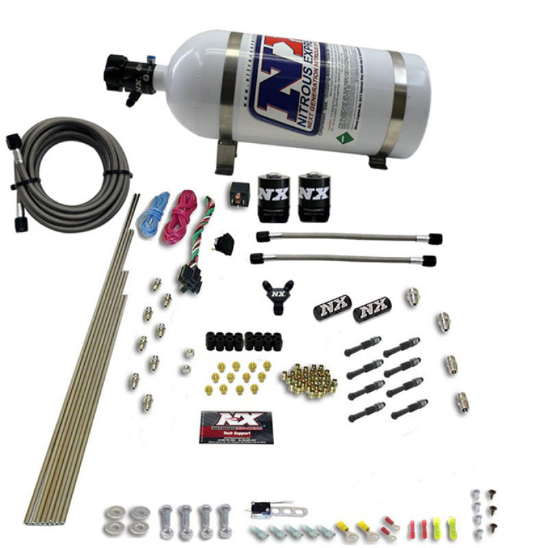 Nitrous Express 8 Cyl Dry Direct Port 2 Solenoids Nitrous Kit (200-600HP) w/10lb Bottle-thumbmail-2