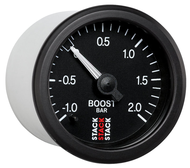 Autometer Stack 52mm -1 to +2 Bar T-Fitting 0.187in Barb (M) Mechanical Boost Pressure Gauge - Black-thumbmail-6