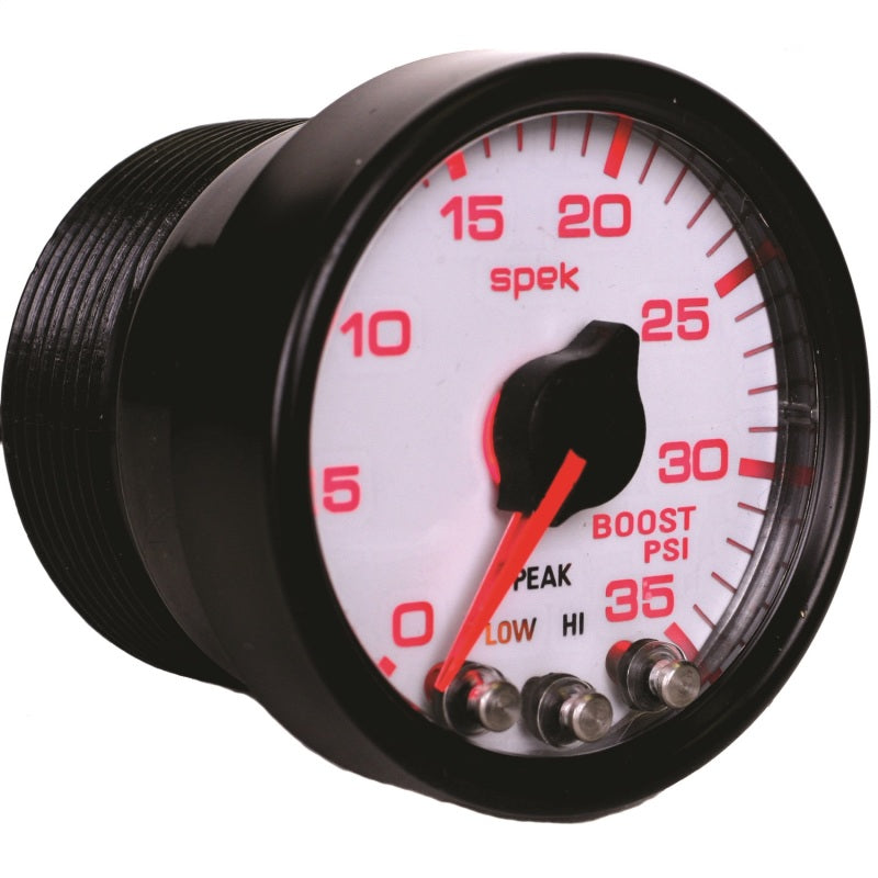 Autometer Spek-Pro Gauge Boost 2 1/16in 35psi Stepper Motor W/Peak & Warn White/Black-thumbmail-3