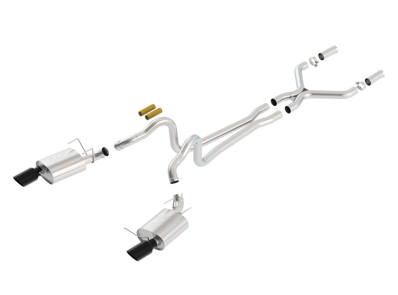 Borla 13-14 Mustang GT/Boss 302 5.0L V8 RWD Single Split Rear Exit ATAK Black Chrome CB Exhaust-thumbmail-1