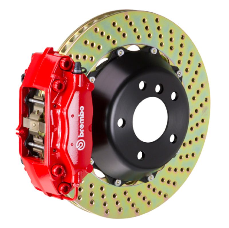 Brembo 06-12 325i (Excl. xDrive) Rear GT BBK 4 Piston Cast 345x28 2pc Rotor Drilled-Red
