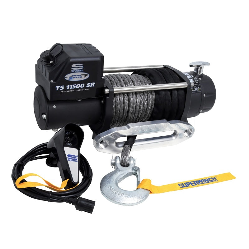 Superwinch 11500 LBS 12V DC 3/8in x 80ft Synthetic Rope Tiger Shark 11500 Winch-thumbmail-7