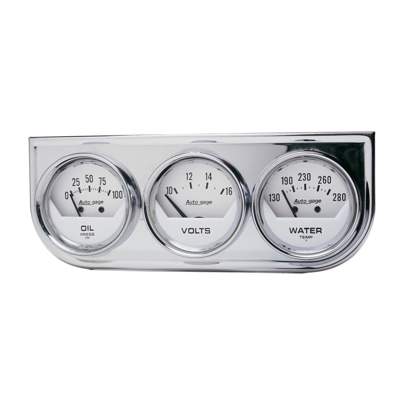 Autometer AutoGage 2in 0-100 PSI Oil Press/ 16 Volt / 130-280 Deg Water Temp - Chrome Bezel-thumbmail-1