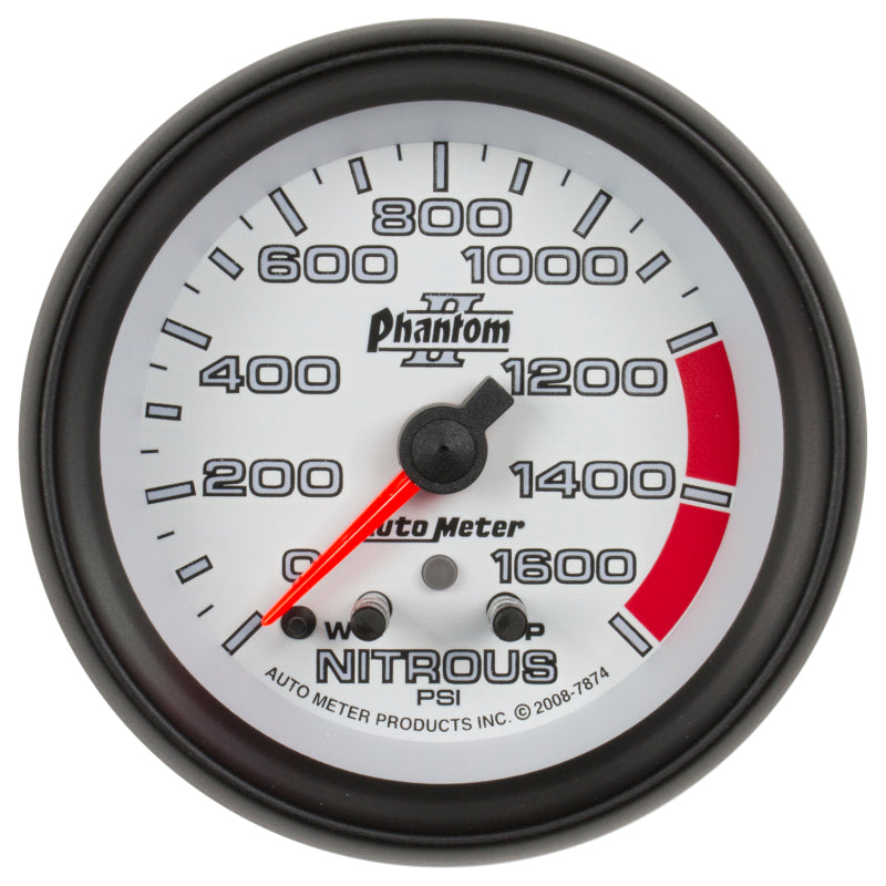 Autometer Phantom II Nitrous Pressure 2 5/8in 1600 psi Stepper Motor Gauge with Peak and Warning-thumbmail-1