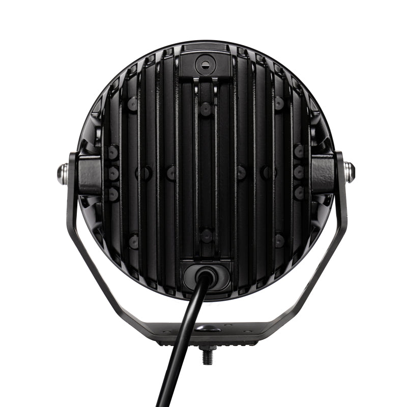 Go Rhino Xplor Blackout Series Round LED Driving Light w/DRL (Surface/Threaded Stud Mnt) 7in. - Blk-thumbmail-11