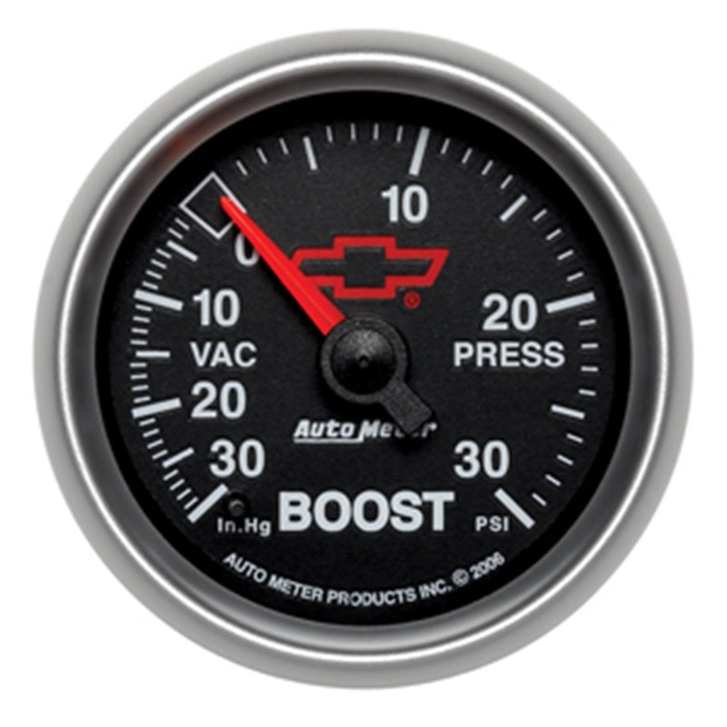 Autometer GM Bowtie 52mm Full Sweep Electronic 30 In Hg-Vac/30 PSI Vacuum/Boost Gauge-thumbmail-1