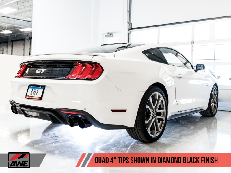AWE Tuning 2018+ Ford Mustang GT (S550) Cat-back Exhaust - Touring Edition (Quad Diamond Black Tips)-thumbmail-8