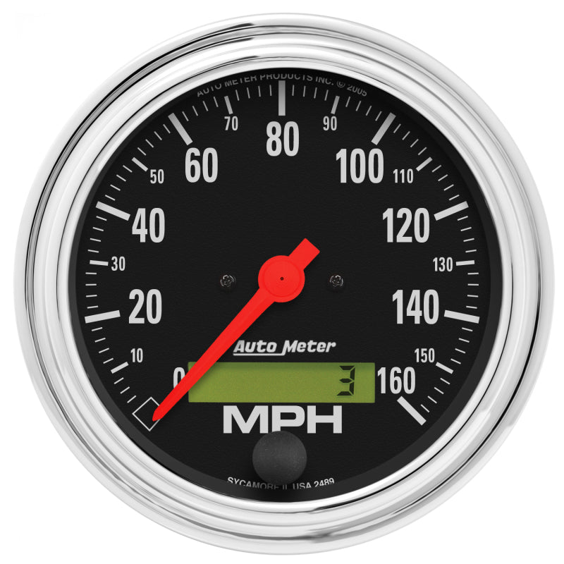 Autometer Traditional Chrome 3-3/8in 160 MPH Electric Speedometer w/ LCD Odometer-thumbmail-1