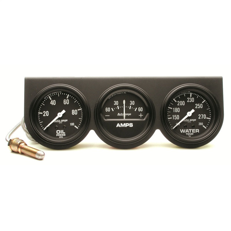 AutoMeter Gauge Console Oilp/Wtmp/Amp 2-5/8in. 100PSI/280 Deg. F/60A Blk Dial Blk Bzl Ag-thumbmail-1