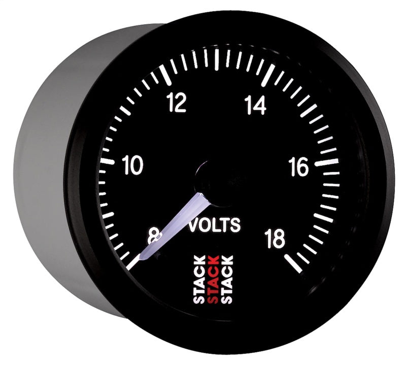 Autometer Stack 52mm 8-18V Pro Stepper Motor Battery Voltage Gauge - Black-thumbmail-4