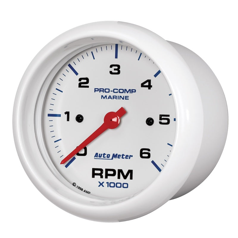 Autometer Marine White Ultra-Lite Gauge 3-3/8in Tachometer 6K RPM-thumbmail-2