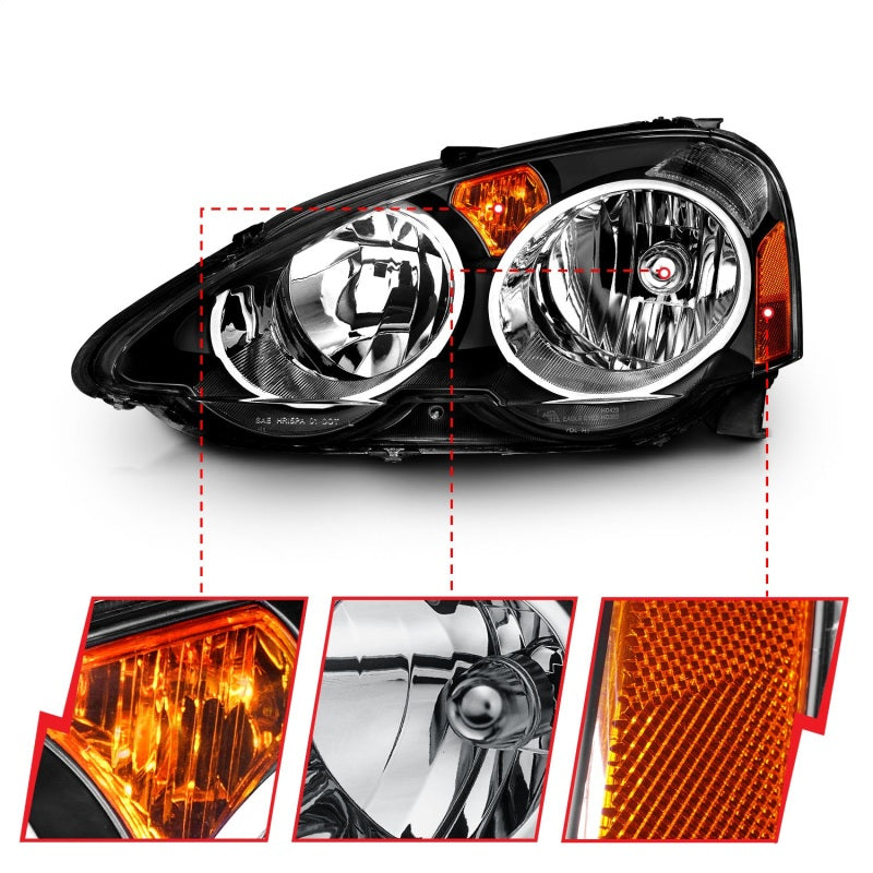 ANZO 2002-2004 Acura Rsx Crystal Headlights Black-thumbmail-15