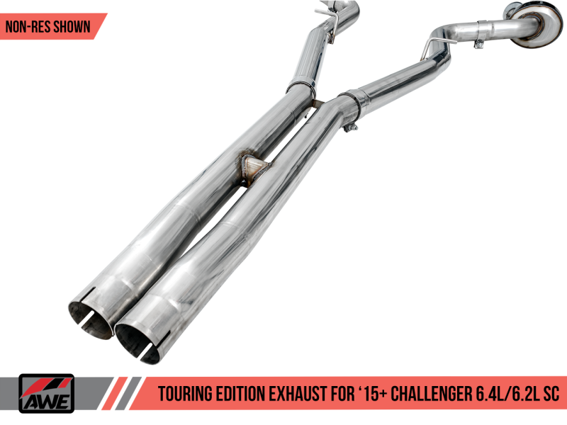 AWE Tuning 2015+ Dodge Challenger 6.4L/6.2L Non-Resonated Touring Edition Exhaust - Quad Silver Tips-thumbmail-9