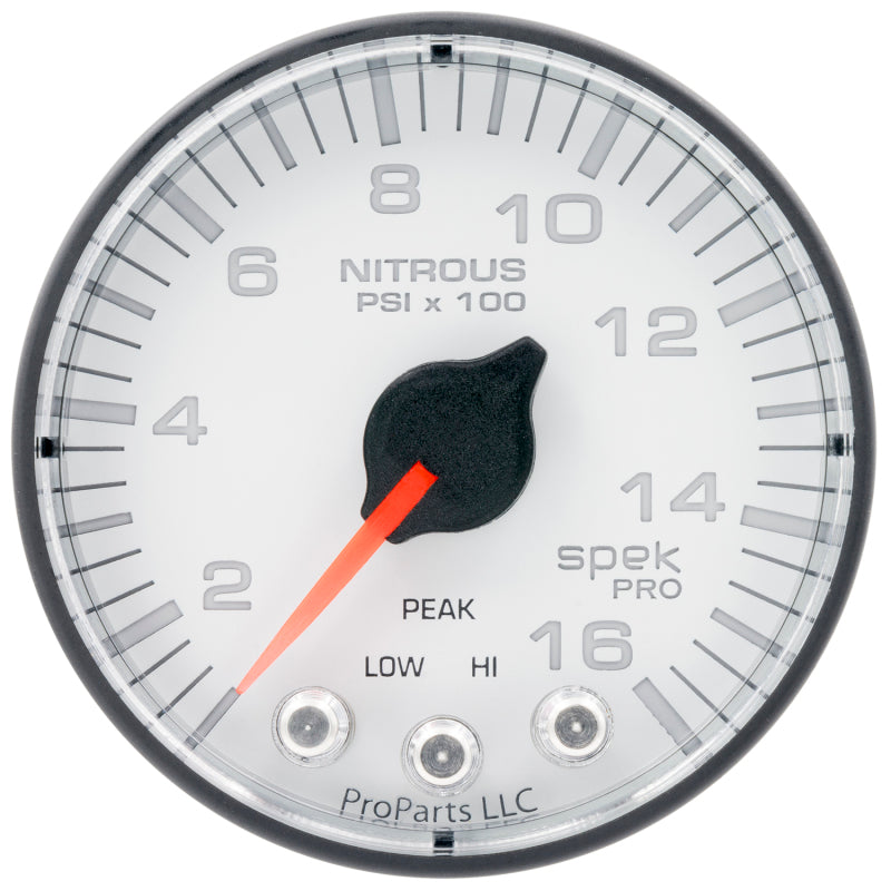 Autometer Spek-Pro 2 1/16in 1600PSI Stepper Motor w/ Peak & Warn White/Black Nitrous Pressure Gauge-thumbmail-2