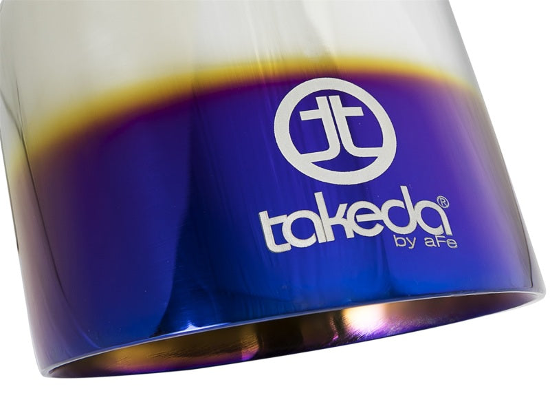 aFe Takeda 304 Stainless Steel Clamp-On Exhaust Tip 2.5in. Inlet / 4.5in. Outlet - Blue Flame-thumbmail-5