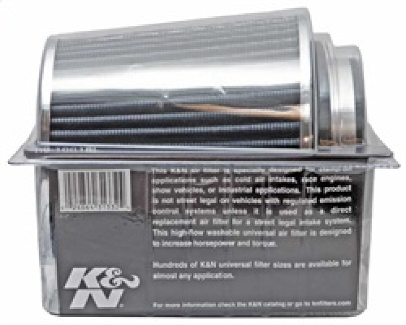 K&N Universal Filter Chrome Round Tapered White - 4in Flange ID x 1.125in Flange Length x 5.5in H-thumbmail-18