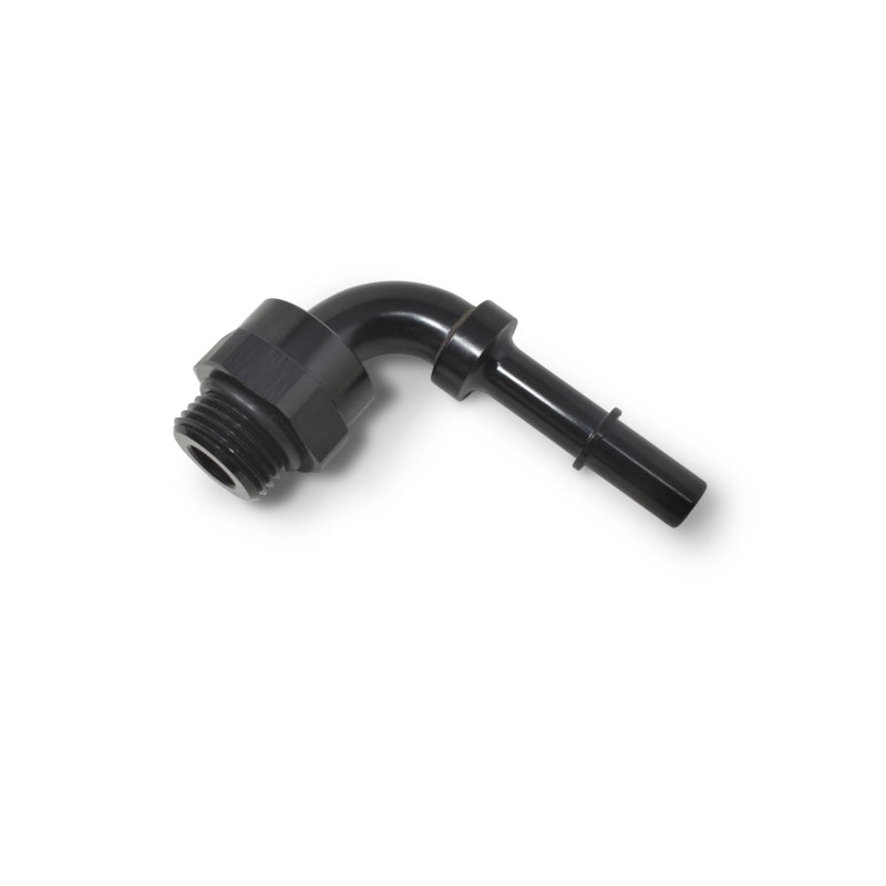 Russell Performance Adpt Fitting 3/8in SAE Qck Dis Male to #8 SAE Port Male Swvl End 90 Deg Blk Anod-thumbmail-7