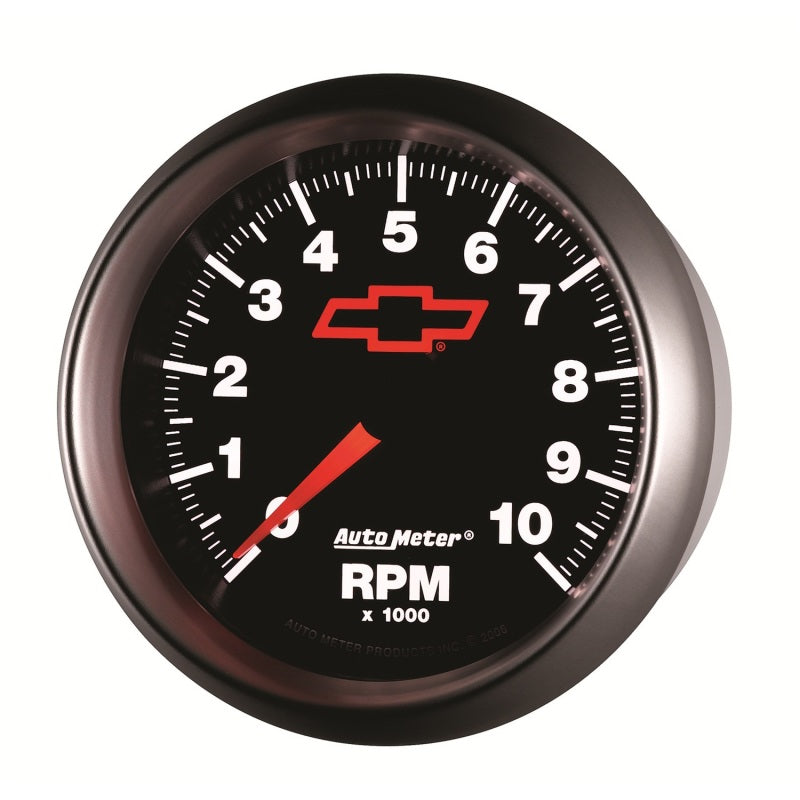 AutoMeter Gauge Tachometer 3-3/8in. 10K RPM In-Dash Chevy Red Bowtie Black-thumbmail-3