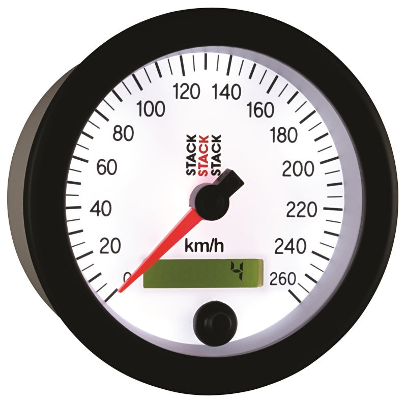 Autometer Stack Instruments 88MM 0-260 KM/H Programmable Speedometer - White-thumbmail-5