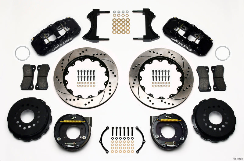 Wilwood AERO4 Rear P-Brake Kit 14.00in Drilled Ford 8.8 w/2.5in Offset-5 Lug-thumbmail-1