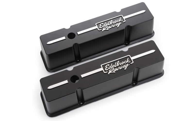 Edelbrock Valve Cover Racing Series Chevrolet 1959-1986 262-400 CI V8 Tall Black-thumbmail-2