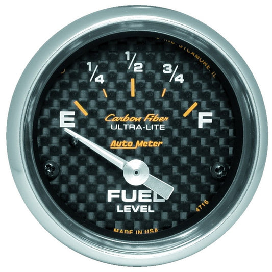 Autometer Carbon Fiber 52mm 240 Empty-33 Full Electronic Fuel Level Gauge