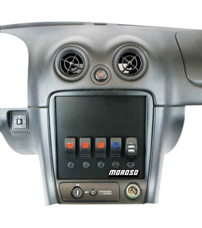 Moroso 99-04 Mazda Miata NB Radio/HVAC Pocket Block Off Plate With Switches-thumbmail-2