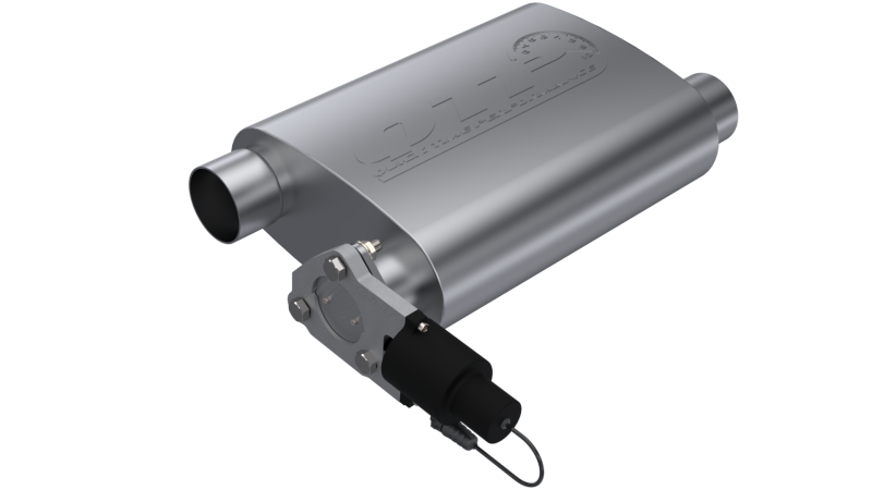 QTP 2.5in Weld-On 304SS Reverse Screamer Muffler w/Bolt-On QTEC Electric Cutout-thumbmail-4