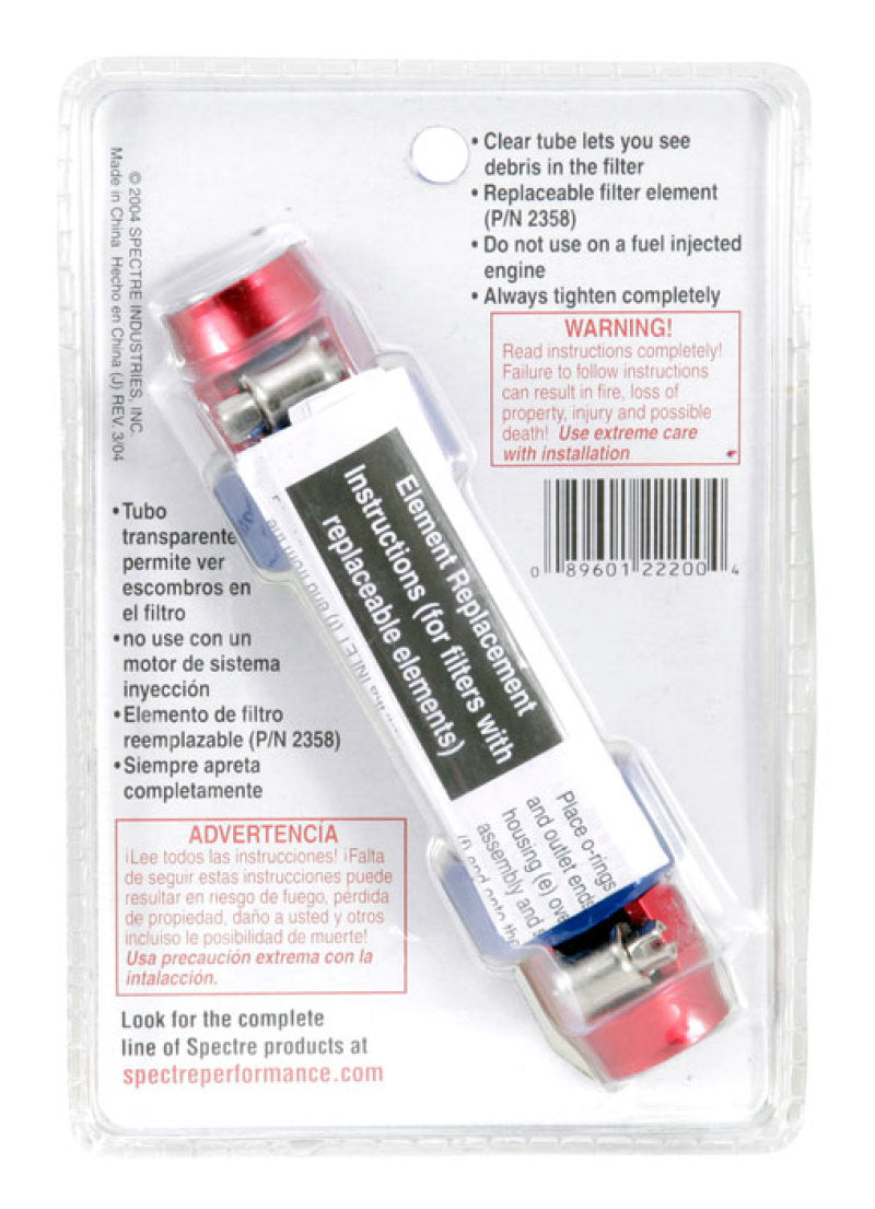 Spectre Pro-Plumbing Fuel Filter 3/8in. - Red/Blue-thumbmail-11