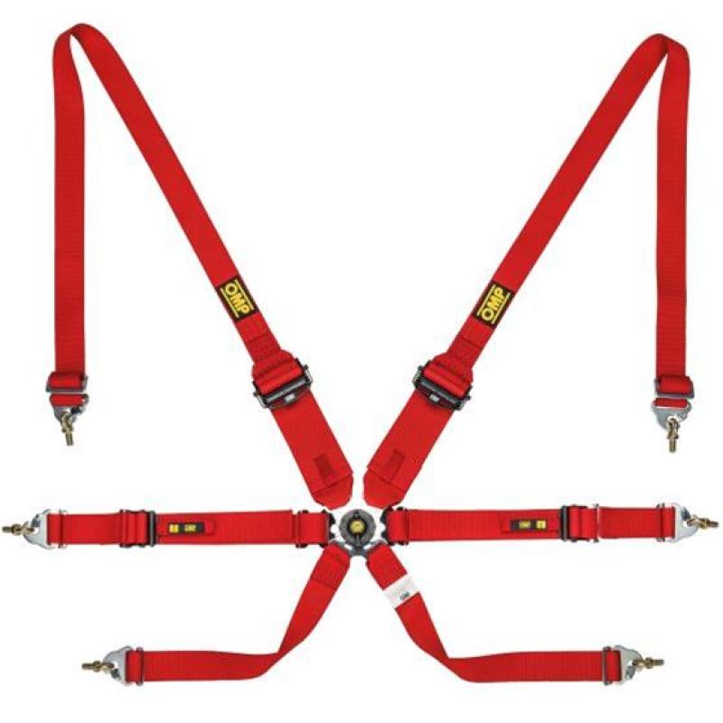 OMP Safety Harness One 2In Convertible Red Pull Up Conv Pull Down - (Fia 8853-2016)-thumbmail-1