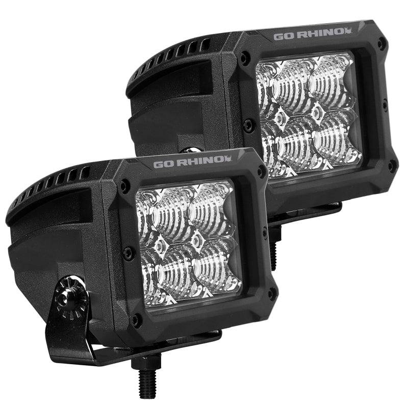 Go Rhino Xplor Bright Series Rectangle LED Flood Light Kit (Surface/Thread Std Mnt) 4x3 - Blk (Pair)-thumbmail-4