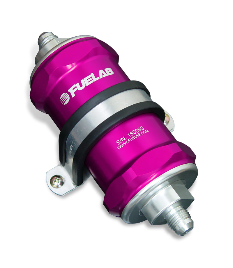 Fuelab 818 In-Line Fuel Filter Standard -10AN In/Out 40 Micron Stainless - Purple-thumbmail-1