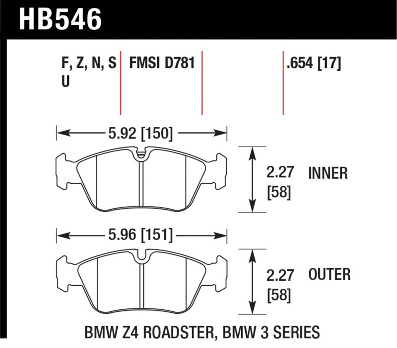 Hawk 08 BMW Z4 3.0L HPS 5.0 Front Brake Pads-thumbmail-2
